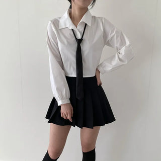 Black Basic School Uniform Preppy Look Son Min-soo Idol I AM School Look Automatic Tie