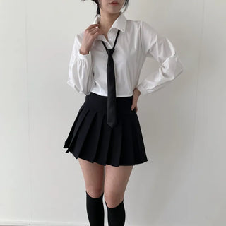 Black Basic School Uniform Preppy Look Son Min-soo Idol I AM School Look Automatic Tie