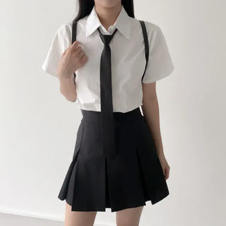 Black Basic School Uniform Preppy Look Son Min-soo Idol I AM School Look Automatic Tie