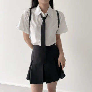 Black Basic School Uniform Preppy Look Son Min-soo Idol I AM School Look Automatic Tie