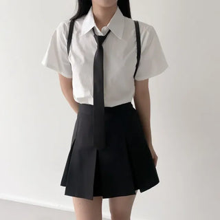Black Basic School Uniform Preppy Look Son Min-soo Idol I AM School Look Automatic Tie