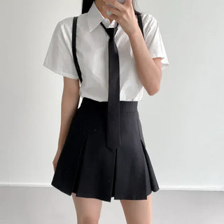 Black Basic School Uniform Preppy Look Son Min-soo Idol I AM School Look Automatic Tie