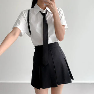 Black Basic School Uniform Preppy Look Son Min-soo Idol I AM School Look Automatic Tie