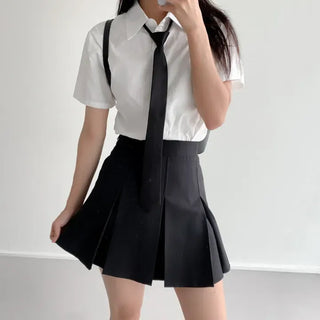 Black Basic School Uniform Preppy Look Son Min-soo Idol I AM School Look Automatic Tie