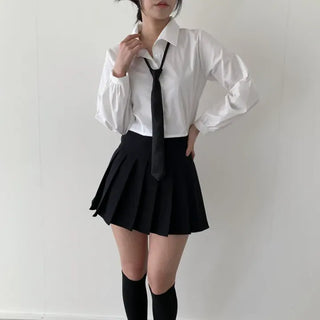 Black Basic School Uniform Preppy Look Son Min-soo Idol I AM School Look Automatic Tie
