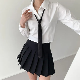 Black Basic School Uniform Preppy Look Son Min-soo Idol I AM School Look Automatic Tie