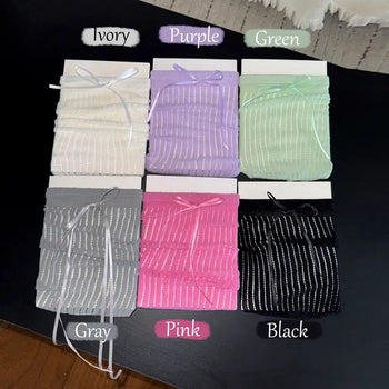 Punched Long Ribbon See-through Colored Long Knee Socks Pleated Warmer Socks