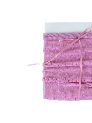 Punched Long Ribbon See-through Colored Long Knee Socks Pleated Warmer Socks