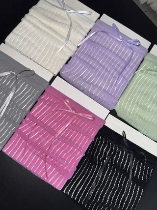 Punched Long Ribbon See-through Colored Long Knee Socks Pleated Warmer Socks