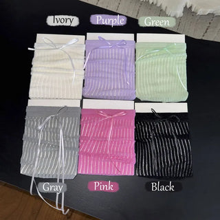 Punched Long Ribbon See-through Colored Long Knee Socks Pleated Warmer Socks