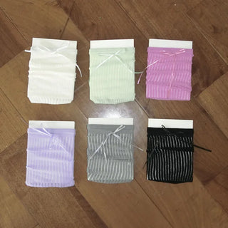 Punched Long Ribbon See-through Colored Long Knee Socks Pleated Warmer Socks