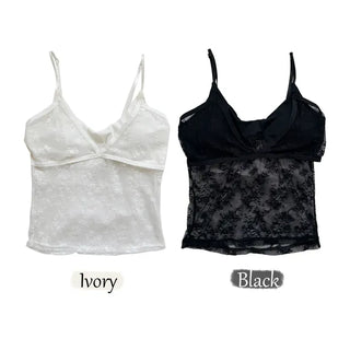 Mood Lace Flower See-through Bralette Sleeveless Top