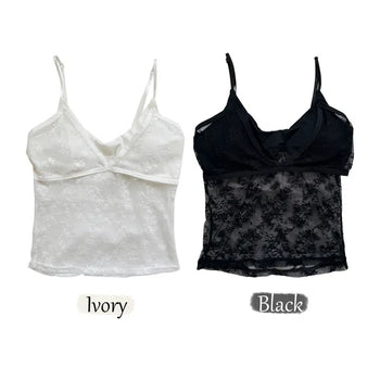 Mood Lace Flower See-through Bralette Sleeveless Top