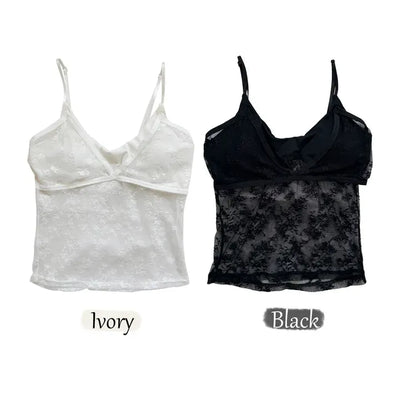 Mood Lace Flower See-through Bralette Sleeveless Top