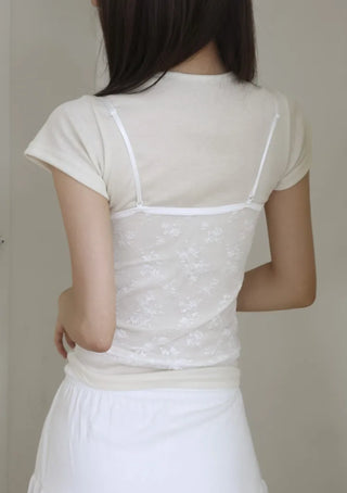 Mood Lace Flower See-through Bralette Sleeveless Top