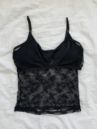 Mood Lace Flower See-through Bralette Sleeveless Top