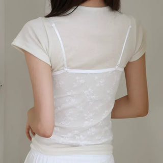 Mood Lace Flower See-through Bralette Sleeveless Top