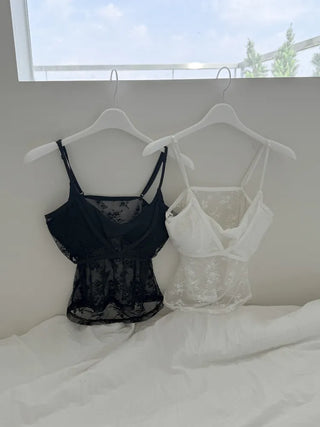 Mood Lace Flower See-through Bralette Sleeveless Top