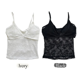 Mood Lace Flower See-through Bralette Sleeveless Top