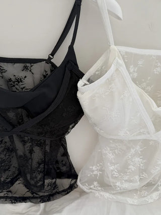 Mood Lace Flower See-through Bralette Sleeveless Top