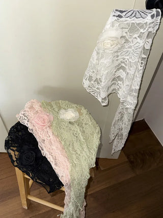 Hood Lace Flower Hair Scarf Muffler Bandana Hat