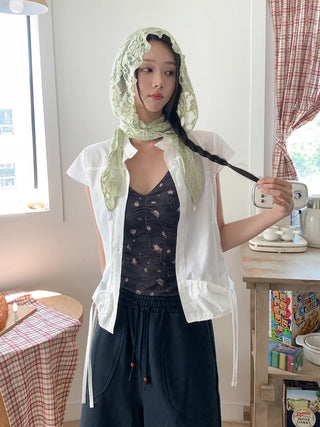 Hood Lace Flower Hair Scarf Muffler Bandana Hat