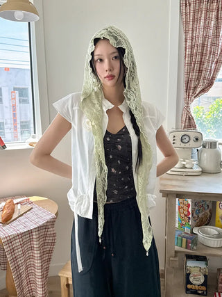 Hood Lace Flower Hair Scarf Muffler Bandana Hat