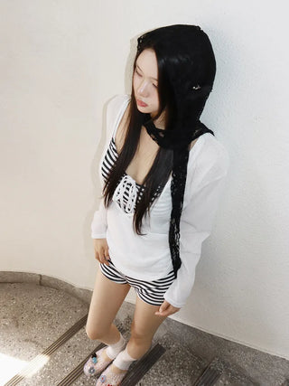 Hood Lace Flower Hair Scarf Muffler Bandana Hat