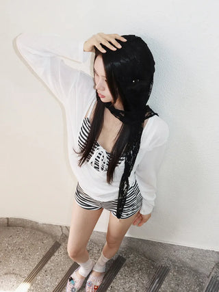 Hood Lace Flower Hair Scarf Muffler Bandana Hat
