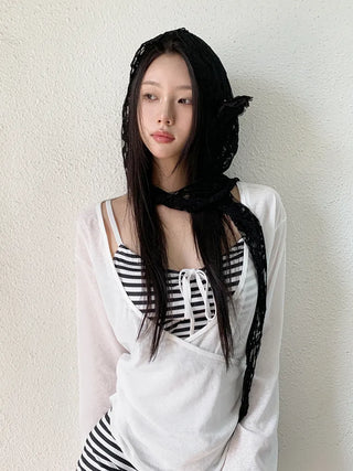 Hood Lace Flower Hair Scarf Muffler Bandana Hat