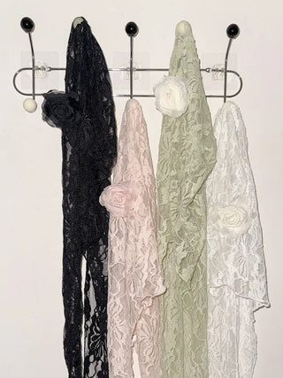Hood Lace Flower Hair Scarf Muffler Bandana Hat