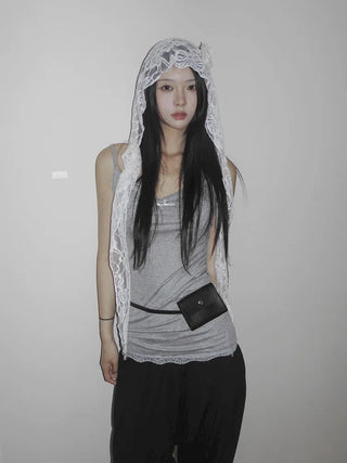 Hood Lace Flower Hair Scarf Muffler Bandana Hat
