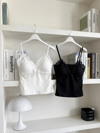 Lace Fairy See-through V-Neck Bralette Sleeveless Strappy Top