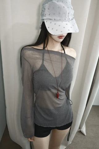 Ash Mood Off-Shoulder Shirred Cover-up Set Bikini Swimsuit