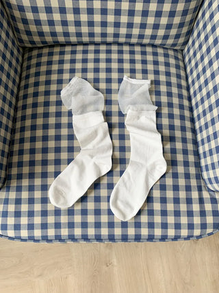 See-through Color Block Basic Elastic Balletcore Knee Socks