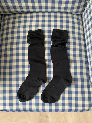 See-through Color Block Basic Elastic Balletcore Knee Socks