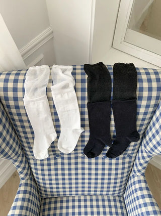 See-through Color Block Basic Elastic Balletcore Knee Socks