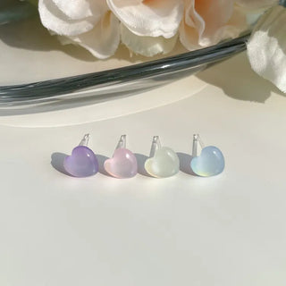Aurora Silicone Stud Heart Moon Star Hologram Clip-on Earrings 3 Types
