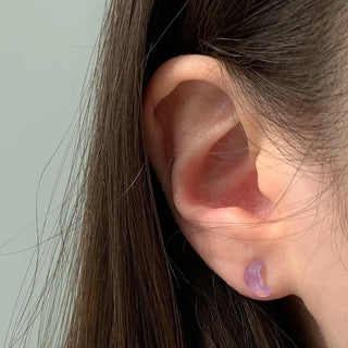 Aurora Silicone Stud Heart Moon Star Hologram Clip-on Earrings 3 Types