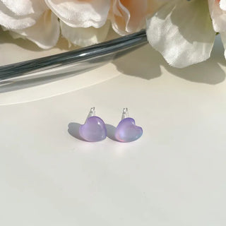 Aurora Silicone Stud Heart Moon Star Hologram Clip-on Earrings 3 Types