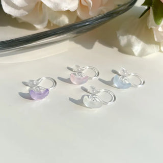 Aurora Silicone Stud Heart Moon Star Hologram Clip-on Earrings 3 Types