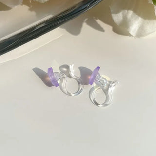 Aurora Silicone Stud Heart Moon Star Hologram Clip-on Earrings 3 Types