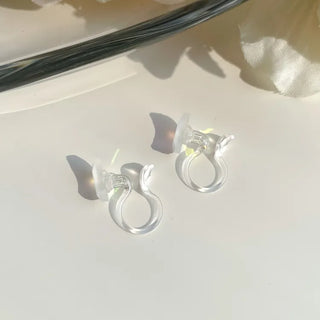Aurora Silicone Stud Heart Moon Star Hologram Clip-on Earrings 3 Types