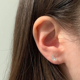 Aurora Silicone Stud Heart Moon Star Hologram Clip-on Earrings 3 Types