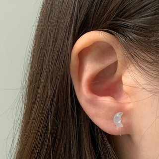 Aurora Silicone Stud Heart Moon Star Hologram Clip-on Earrings 3 Types