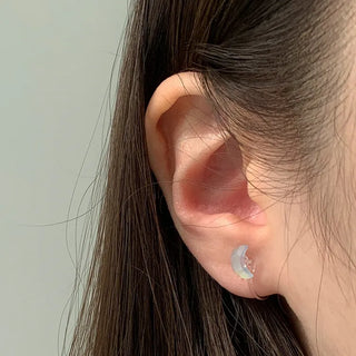 Aurora Silicone Stud Heart Moon Star Hologram Clip-on Earrings 3 Types