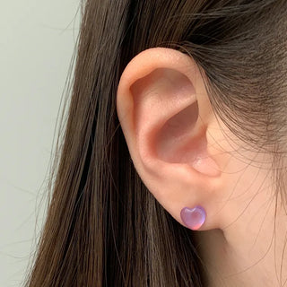 Aurora Silicone Stud Heart Moon Star Hologram Clip-on Earrings 3 Types
