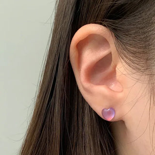 Aurora Silicone Stud Heart Moon Star Hologram Clip-on Earrings 3 Types