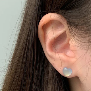Aurora Silicone Stud Heart Moon Star Hologram Clip-on Earrings 3 Types