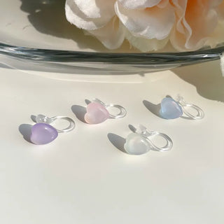 Aurora Silicone Stud Heart Moon Star Hologram Clip-on Earrings 3 Types